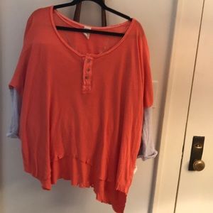 Free People new nwt Coral Henley oversized S